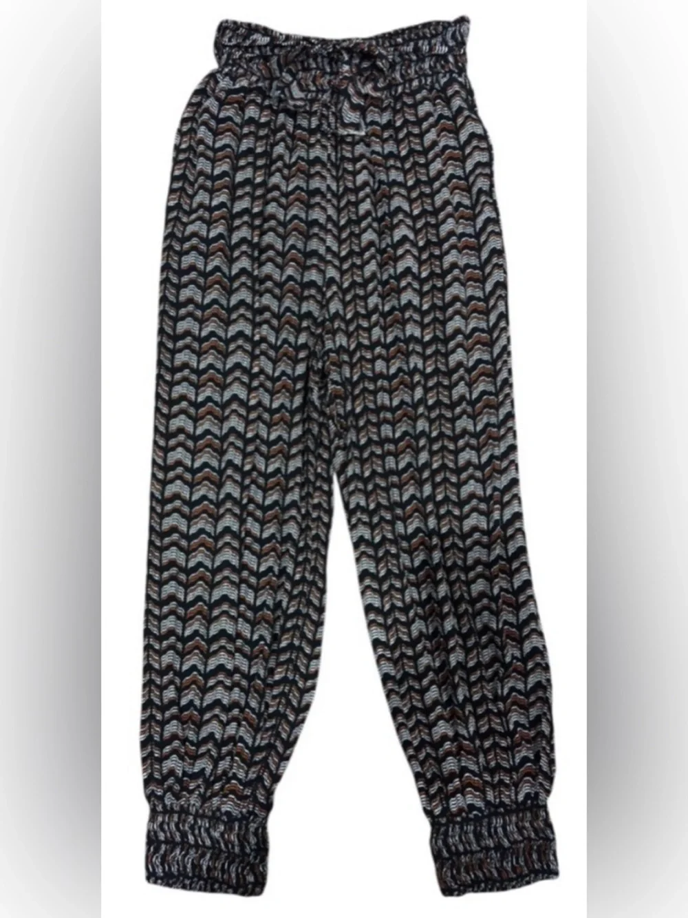 Anthropologie Black & White Chevron Track Joggers